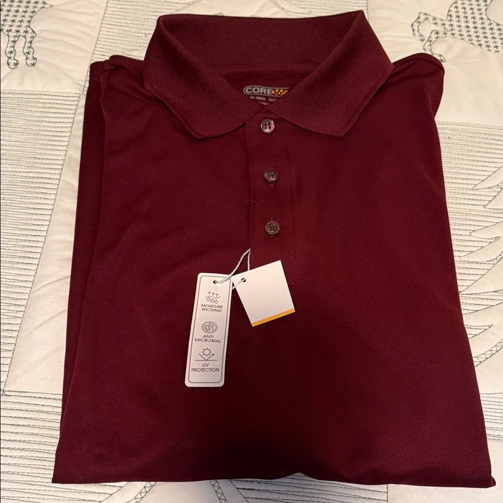 Core 365 Men's Burgundy Polo/Golf/Tennis Moisture Wicking Short Sleeve Shirt-XL
